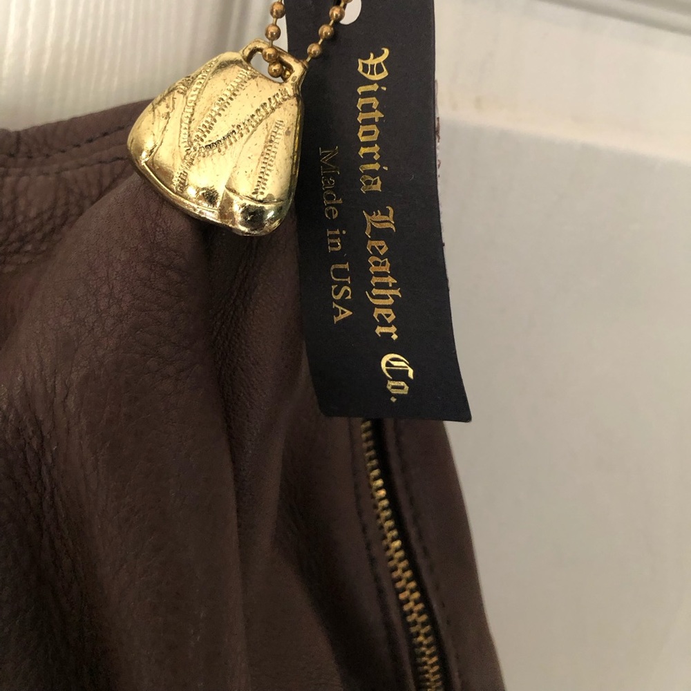 Victoria Leather Co. Bag The Original Teardrop Leather Handbag Purse Brown Brass